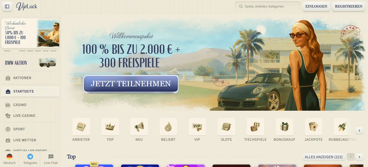 VipLuck Startseite online casino mit hoher auszahlungsquote