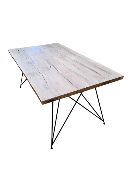 Mesa de comedor SIMPLE SHABBY de madera maciza de roble