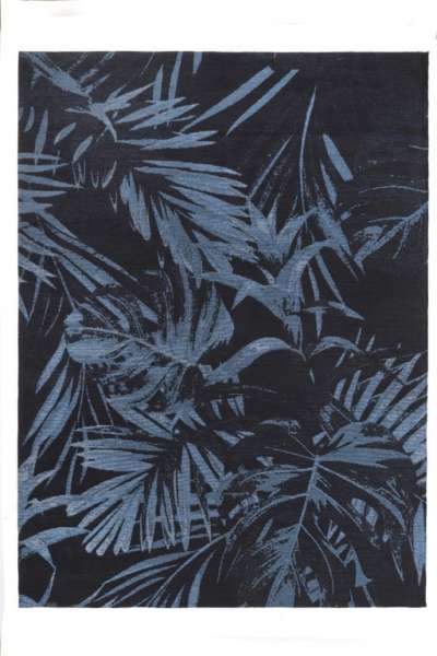 JUNGLE - Blue Teppich in blau, schwarz, grau aus Polyester und Baumwolle