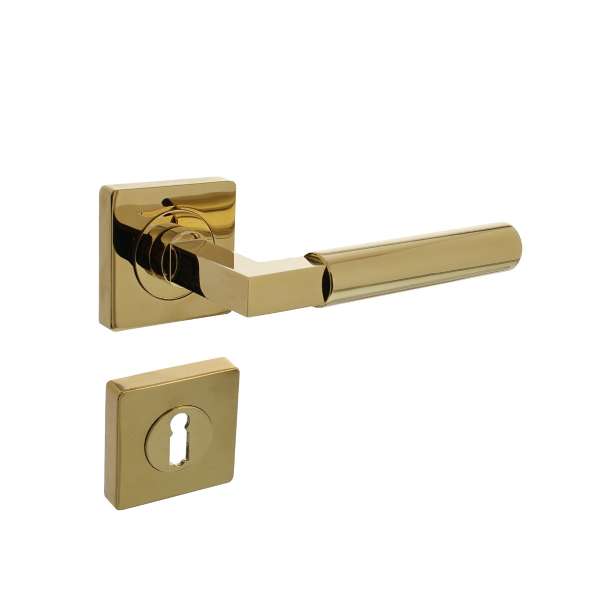DOOR HANDLE CONSTRUCTION STYLE ON ROSETTE 55X55X10 MM WITH BB ROSETTES BRASS TITANIUM PVD