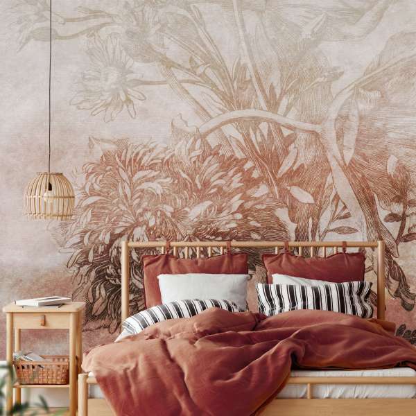 Rust Ombre Flower - made-to-measure wallpaper