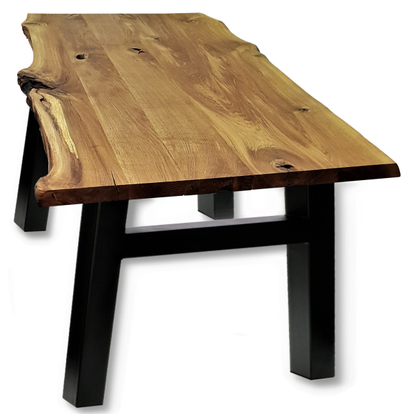 LIVE EDGE - Esstisch aus Eichenholz mit Tischgestell