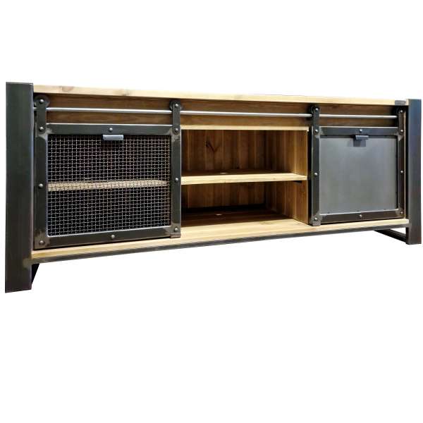 ISOLA LOFT – cassettiera W2 in legno massiccio e acciaio dal design industriale