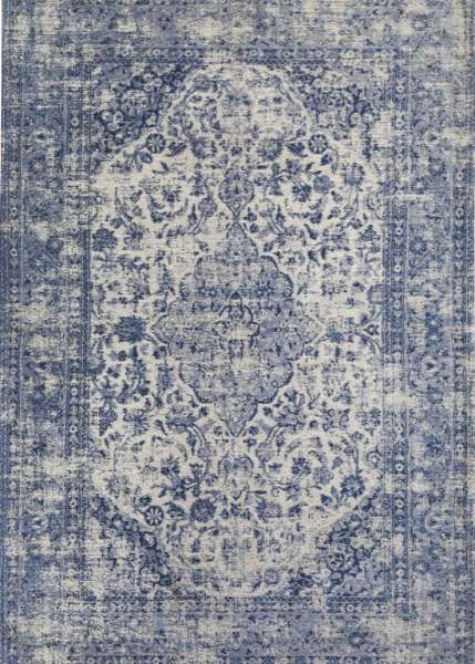 SEDEF - Sky Blue Teppich in blau mit beige aus Polyester und Baumwolle