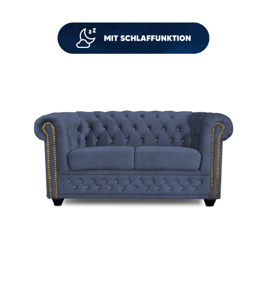 CAREGGI 2-Sitzer-Sofa mit Schlaffunktion im Chesterfield-Stil - Auswahlmöglichkeiten