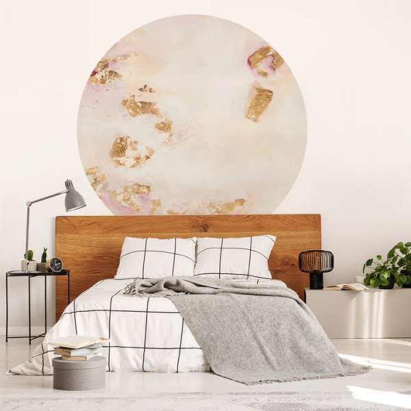Westa - Self-adhesive wallpaper in a circle shape with a linen structure