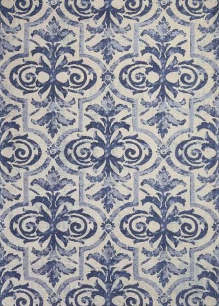ASHIYAN - Navy Teppich in Blau- und Beigetöne aus Polyester und Baumwolle