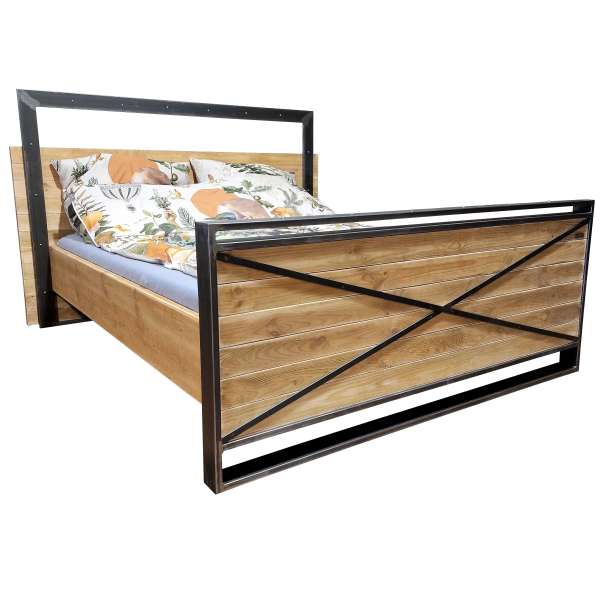 ISOLA LOFT – bed W2 made of solid wood and steel in an industrial design