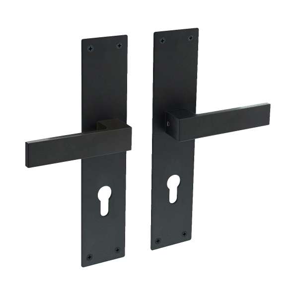 DOOR HANDLE AMSTERDAM ON PLATE 250X55X2 MM PZ 72 STAINLESS STEEL/BLACK MATT