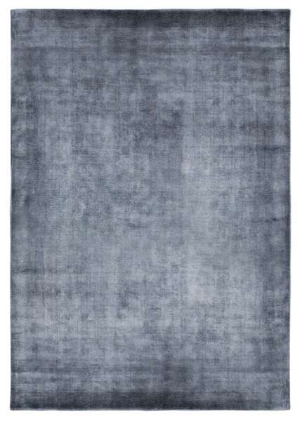 LINEN - Dark Blue Teppich in Dunkelblau aus Viskose und Leinen
