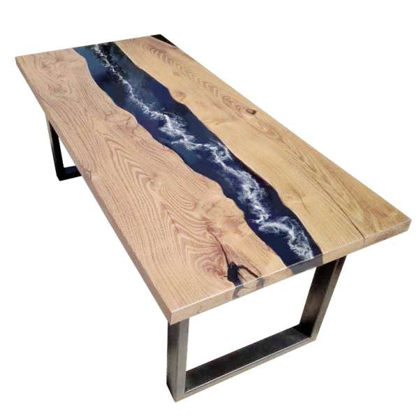 SMOKE RIVER dining table made of oak with epoxy resin