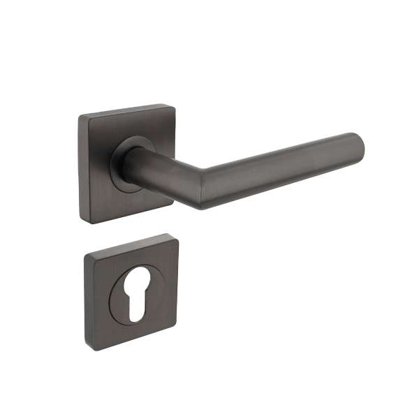 DOOR HANDLE BASTIAN ON ROSETTE 55X55X10 MM WITH PZ ROSETTES ANTHRACITE GRAY