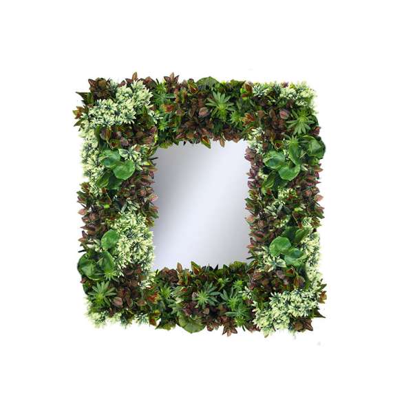 Espejo cuadrado con marco vegetal 90x90cm