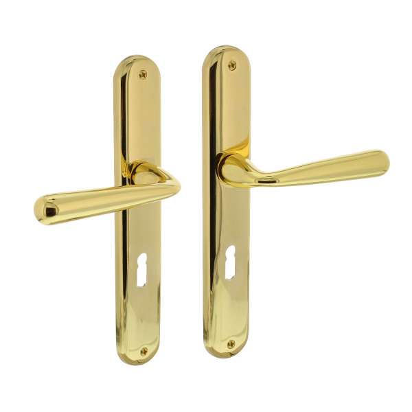 DOOR HANDLE YVONNE ON PLATE 238X40X10 MM BB 72 MM PAINTED BRASS