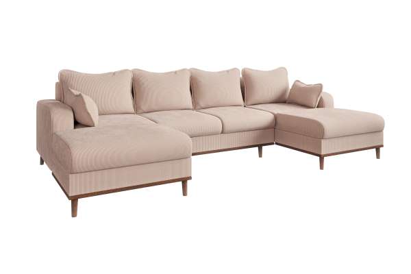 BEA corner sofa "U" with sleeping function and fabric choices