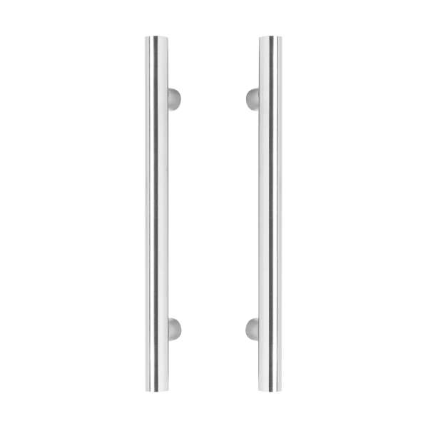 DOOR HANDLES IN PAIRS T-SHAPED 1200X80X30 CENTER DISTANCE 1000 BRUSHED STAINLESS STEEL