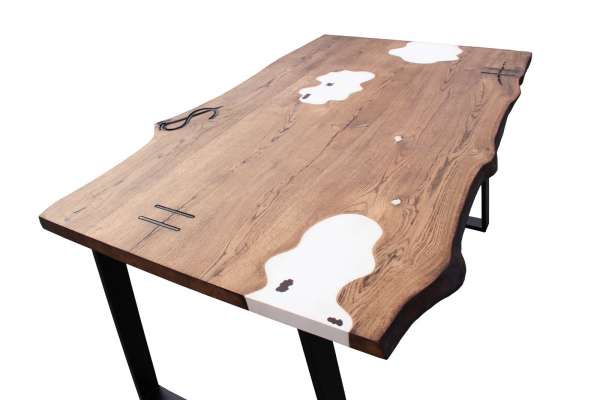 COUNTRY - Table à manger en bois massif avec résine époxy 90-100x180cm-LoftMarkt