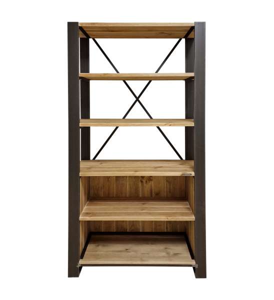 ISOLA LOFT – offenes Bücherregal XH-P aus Massivholz und Stahl im Industriedesign