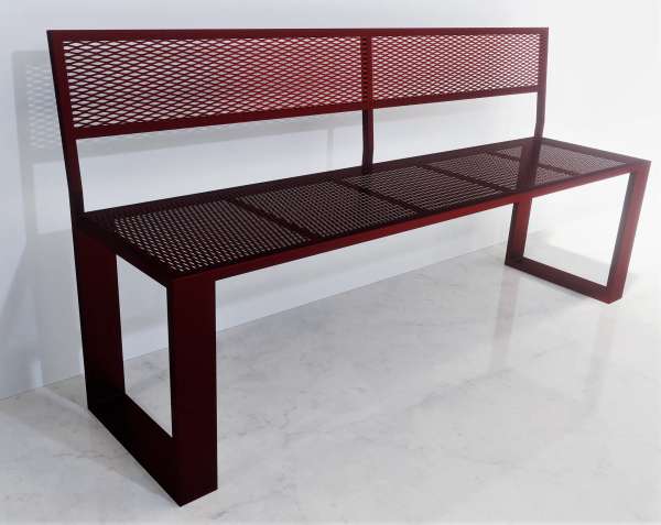 GRID FRAME - Bench with steel backrest for indoor and outdoor use 160x45x40cm