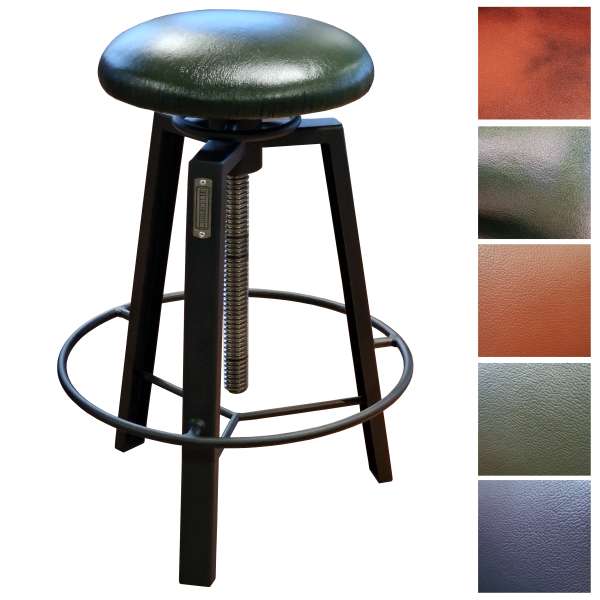 Strongroom - stool made of steel and genuine leather