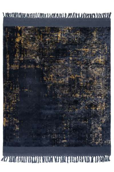 BLUSH - Night Shade Teppich in Marineblau mit Gelb tönen aus Vikose