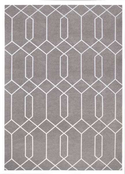 MAROC - Gray Teppich in grau mit weiß aus Polyester und Baumwolle
