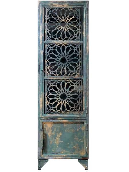 MARRAKESCH PATINA GOLD - Steel and glass display cabinet in loft style