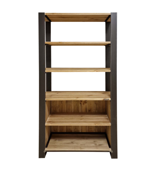 ISOLA LOFT – offenes Bücherregal H-P aus Massivholz und Stahl im Industriedesign