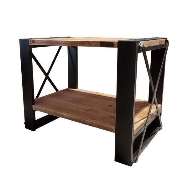 ISOLA LOFT – table de chevet en bois massif et acier au design industriel