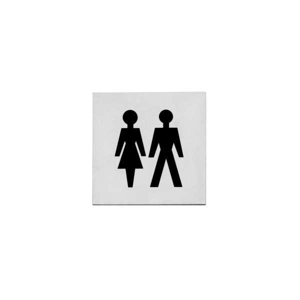 INFORMATION SIGNS WOMEN'S AND MEN'S TOILET 76X76X1.5 MM SELF-ADHESIVE BRUSHED STAINLESS STEEL