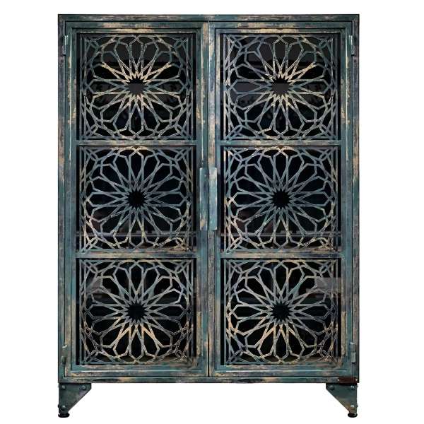 MARRAKESCH PATINA GOLD - steel and glass display cabinet in loft style 03