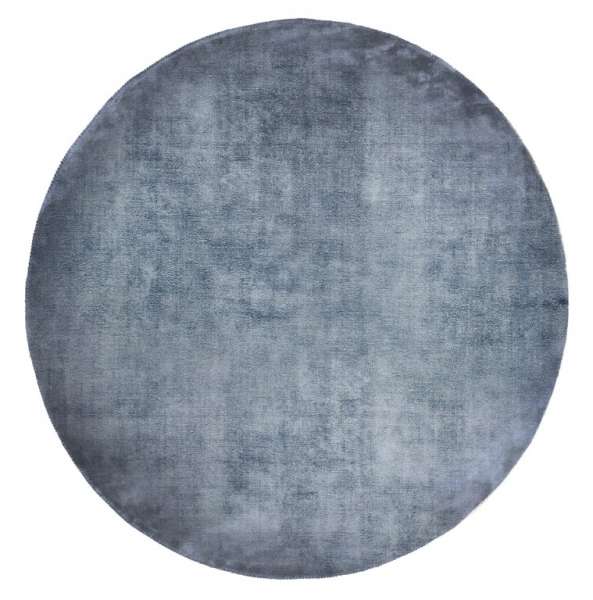 LINEN - Dark Blue Teppich in dunkelblau aus Viskose und Leinen