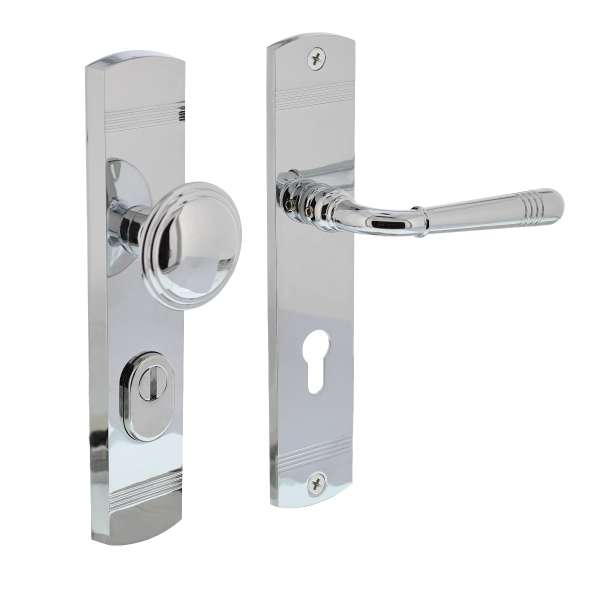 PROTECTIVE FITTING EMILY HANDLE / HANDLE WITH CORE PULL PROTECTION AND PROFILE CYLINDER HOLE 72 MM CHROME