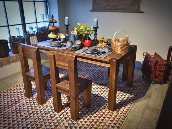 Tisch aus Massivholz Gewachst Rustik 1-LoftMarkt