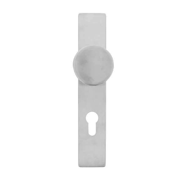 BUTTON ON RECTANGULAR SIGN WITH PROFILE CYLINDER HOLE 72 MM BRUSHED STAINLESS STEEL