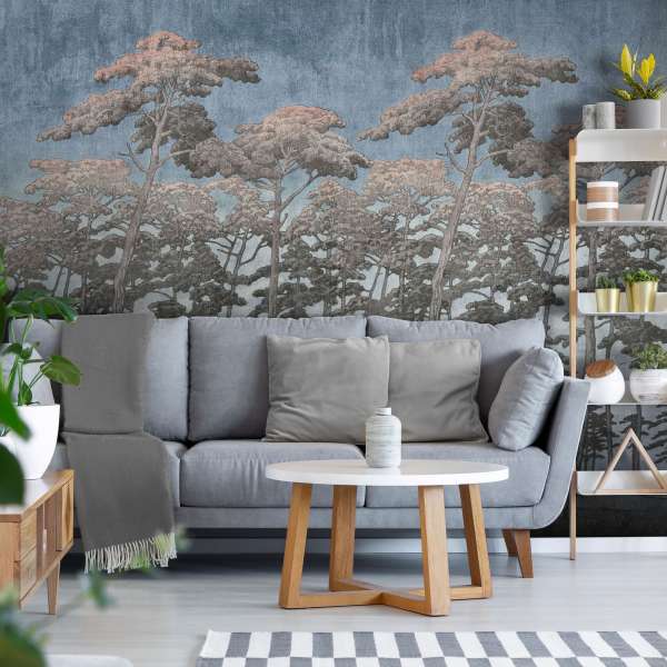 Secret Forest Blue - made-to-measure wallpaper