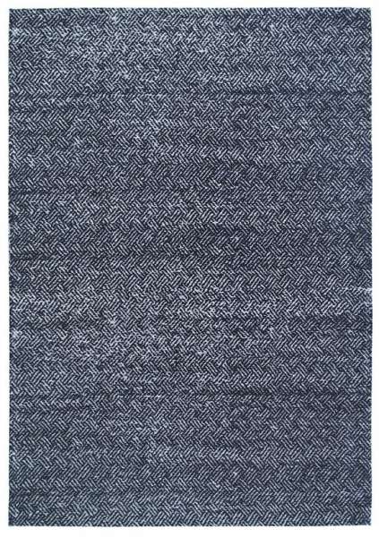 PORTO - Navy Teppich in weiß, marineblau aus Polyester und Baumwolle