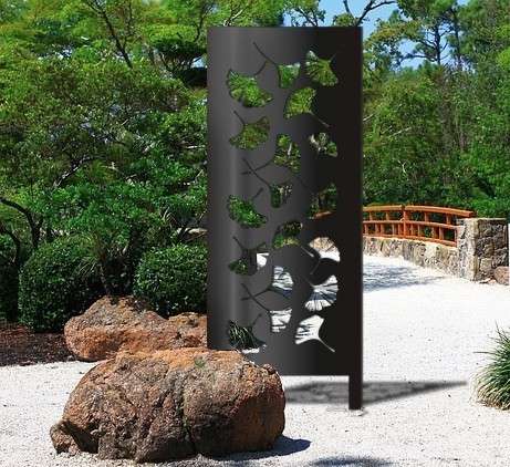 GINKGO Gartenplatte aus Metall im skandinavischen Stil