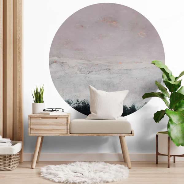 Lysa - self-adhesive wallpaper in a circle shape with a linen structure