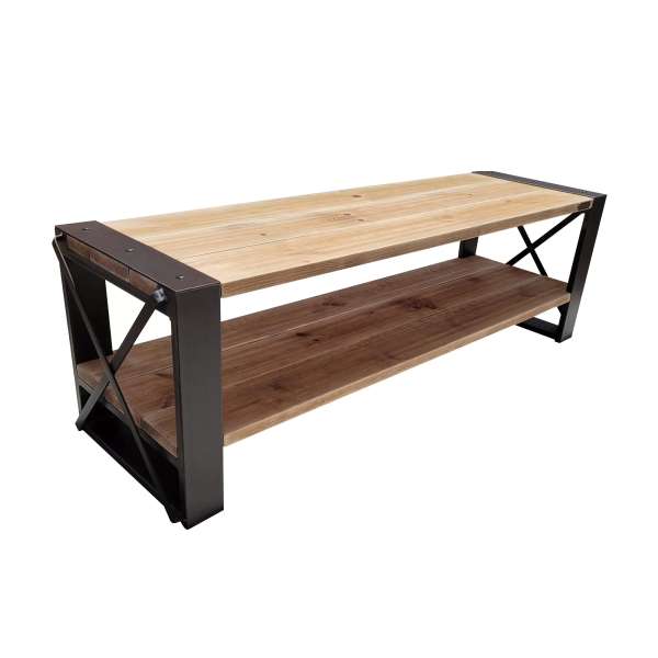 ISOLA LOFT – banco de entrada de madera maciza y acero de diseño industrial