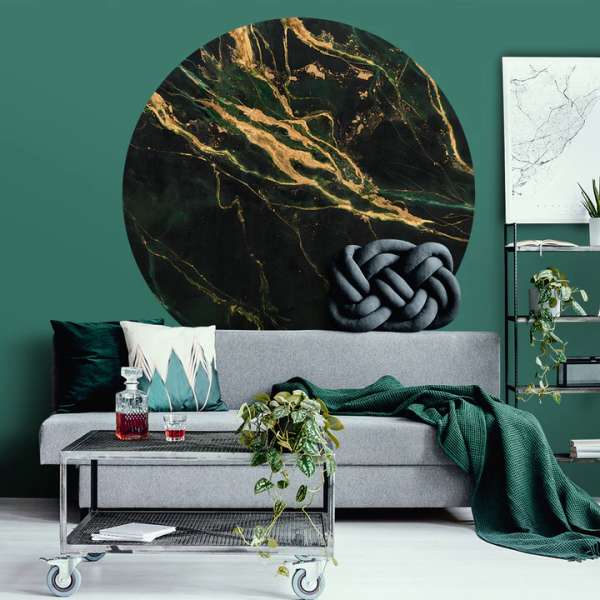 Emerald - Selbstklebende Tapeten in Kreisform mit Leinenstruktur