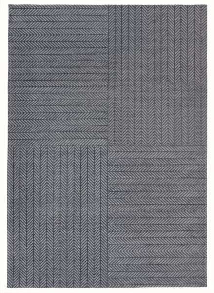 QUATRO - Teppich in grau mit dunkelgrau aus Polyester und Baumwolle