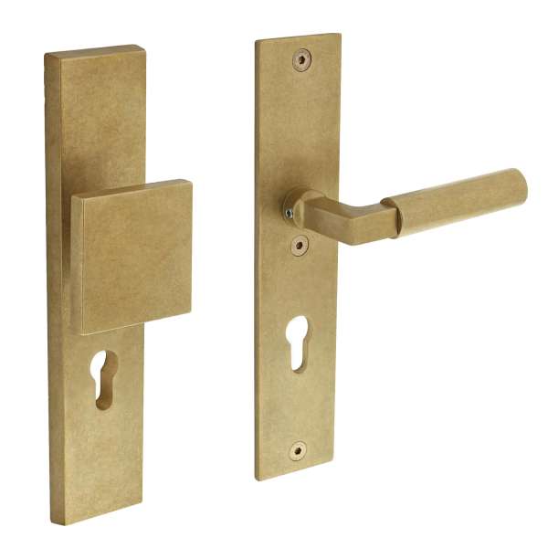 PROTECTIVE FITTING SKG*** RECTANGULAR WITH PROFILE CYLINDER PERFORMANCE 72 MM NATURAL BRASS