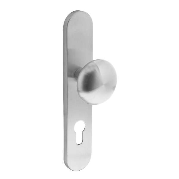 BUTTON MUSHROOM ON SHIELD WITH CAM AND PROFILE CYLINDER HOLE 72 MM BRUSHED STAINLESS STEEL
