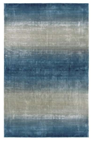 GEOS - Light Blue Teppich in Blau/Beige aus Bambus Viskose