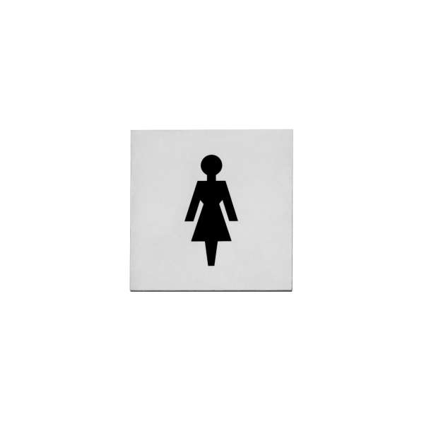 INFORMATION SIGNS WOMEN'S TOILET 76X76X1.5 MM SELF-ADHESIVE BRUSHED STAINLESS STEEL