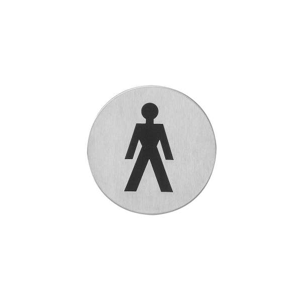 PICTOGRAM MEN'S TOILET Ø76X1.5 MM SELF-ADHESIVE BRUSHED STAINLESS STEEL