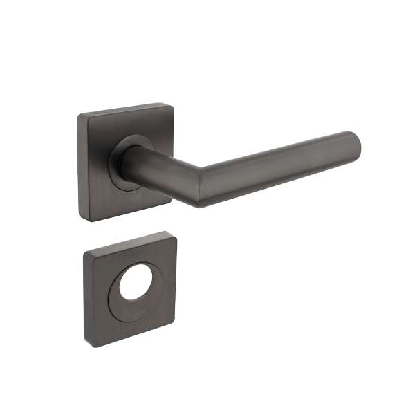 DOOR HANDLE BASTIAN ON ROSETTE 55X55X10 MM WITH RZ ROSETTES ANTHRACITE GREY