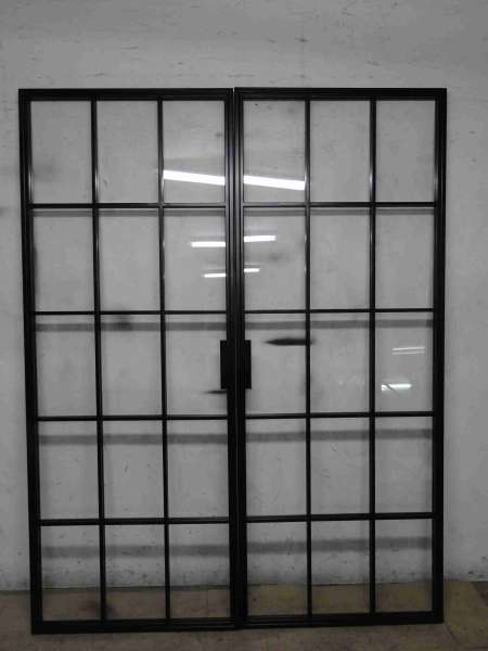 LAGERRÄUMUNG ! AUSVERKAUF - LOFT FRENCH - Loft Doppelschiebetür aus Stahl und Glas mit Schiebesystem