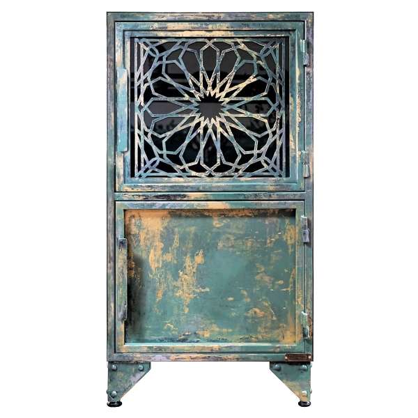MARRAKESCH PATINA GOLD - chest of drawers made of steel and glass in loft style 03